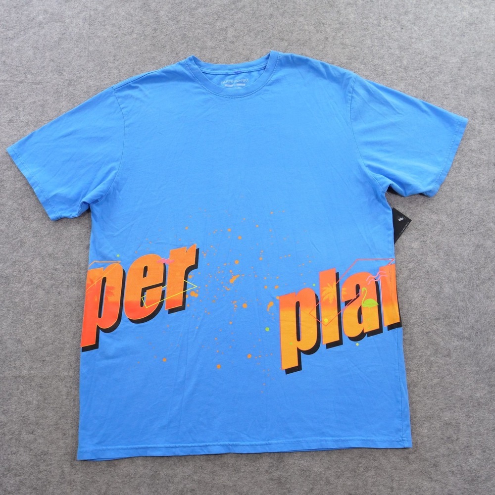 Paper Planes Shirt Mens Extra Large Blue Streetwear Graphic Short Sleeve New
